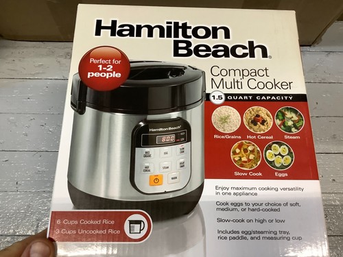 Hamilton Beach 37524 S/S Black Compact 1.5 Quart Multi-Cooker NEW SEALED - Picture 2 of 5