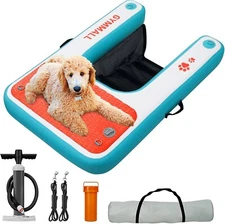 Inflatable Dog Water Ramp Pet Dock Platform Blue, Pet Water Platform for Boat Po