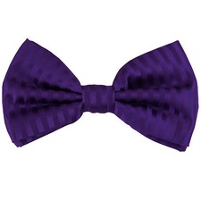New men's pre-tied bowtie tone on tone stripes polyester formal wedding purple