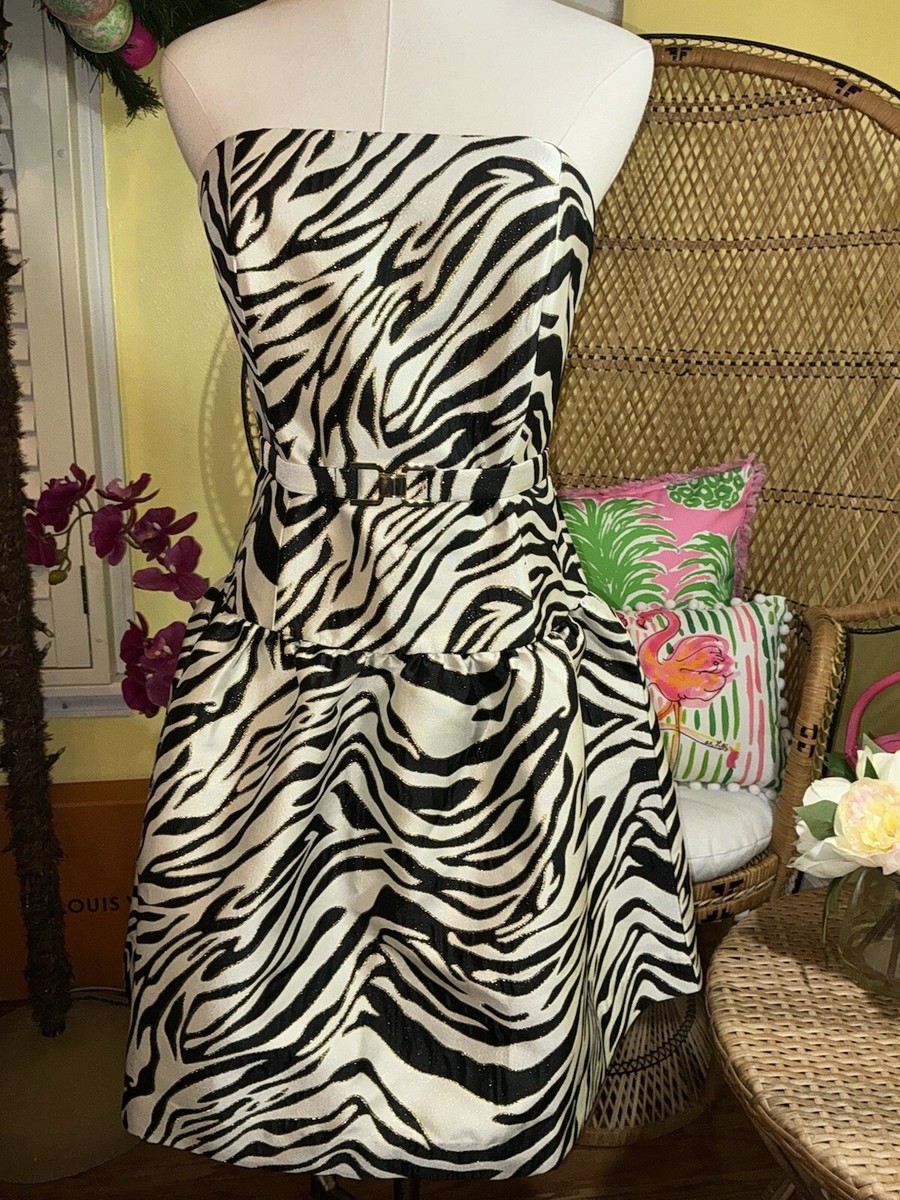 Lilly Pulitzer NWT Akela Strapless Jacquard Dress Black
