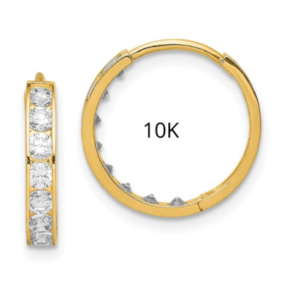 Argollas de Oro Solido Real 10K CZ Stones Huggies Hoop Earrings 17x17 Women Mens