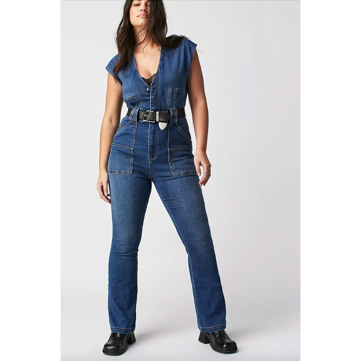 Free People CRVY Hyde Park Denim Jumpsuit Size 4 | eBay Free People CRVY Hyde Park Denim Jumpsuit Size 4 | eBay
