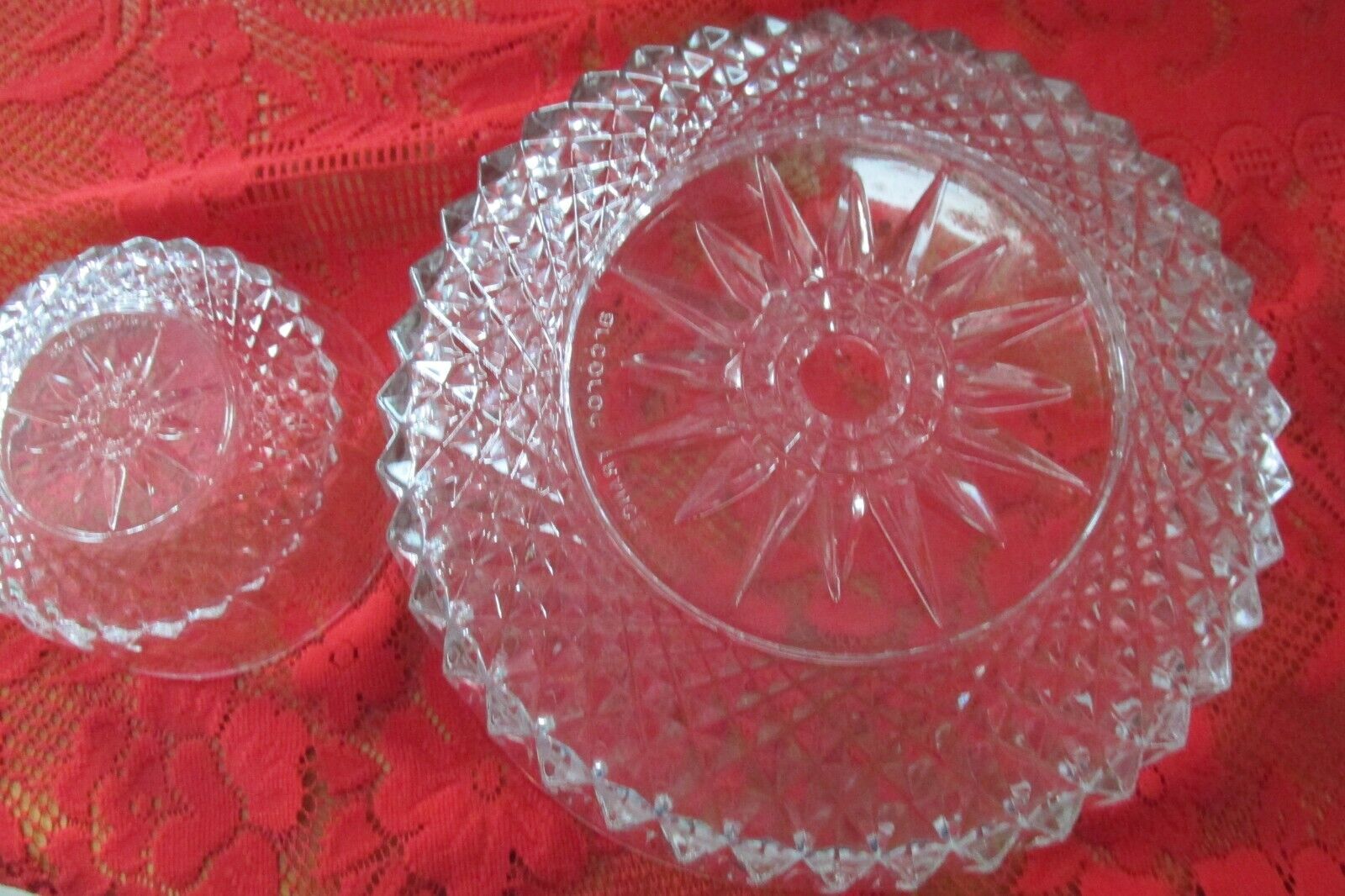 Vintage Arcoroc France Diamant 11 Piece Salad Bowl Set Clear Glass 