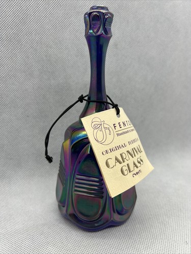 Vintage Fenton Carnival Glass Barred Ovals Bell w/ Original Tag & Stamped Logo - Picture 2 of 8