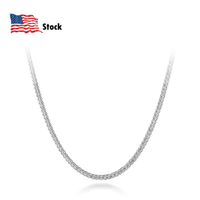 Italy Genuine 925 Sterling Silver 2mm Foxtail Chain Necklace All