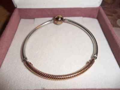 Original Pandora Moments Drei Glieder Armreif Bicolor Silber Rosegold 588143 18 cm