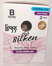 L'eggs Silken Mist Ultra Sheer Leg Control Top Tights, 2 Pairs Nude Size B