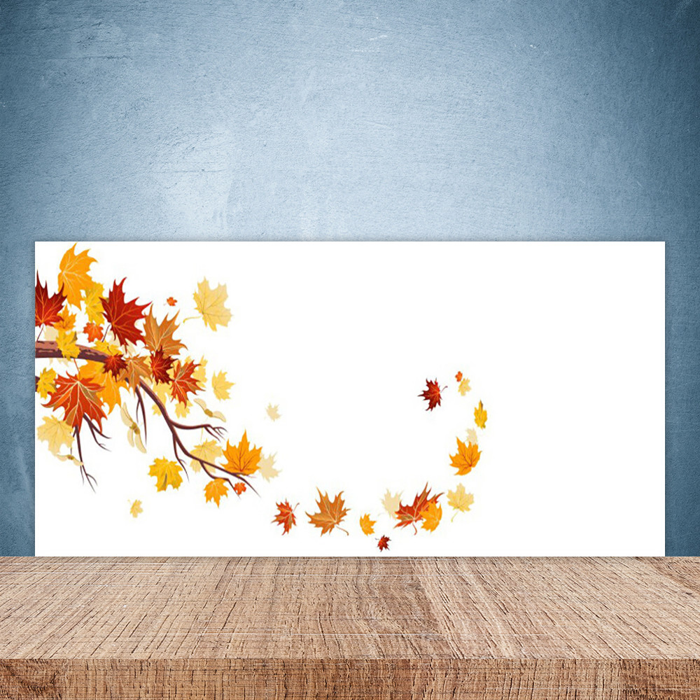 Crédence de cuisine en verre panneau mural décoratif de 100x50 cm motif feuillage