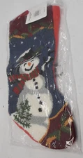 Glitzhome 19" Handmade Hooked Rug Snowman Christmas Stocking 1113000126