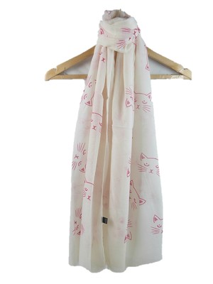 Cat Scarf Black White Cats Shawl Ladies Large Kitty Animal Print Wrap Sarong