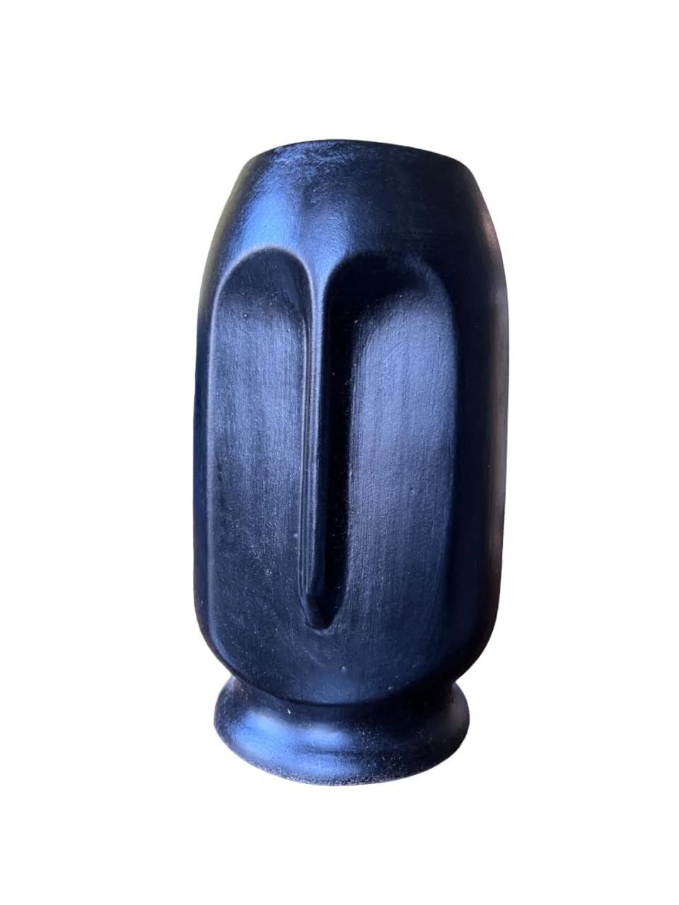 VIBHSA Black Ceramic Abstract Face Matte Rough Flower Vase For Living Room Decor