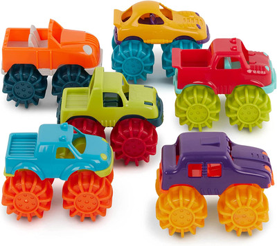 Battat   Plastic Toy Cars   6-Pack & Storage Bag   Colorful Toddler Trucks   ...
