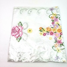 Unbranded White Floral Embroidered Cross Table Runner Topper