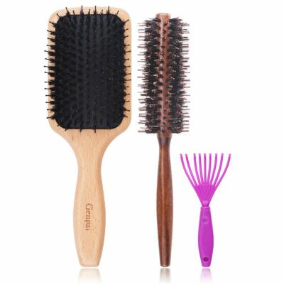 GENPAI Boar Bristle Hair Brush Square Air Cushion Massage Comb with Nylon Pins..