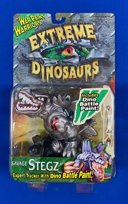 MATTEL 1997 SERIES 2 EXTREME DINOSAURS WAR PAINT WARRIORS SEALED SAVAGE STEGZ