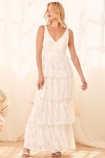 Lulus White Lace Maxi - Tiered Lace Maxi Dress - SZ M - NWT