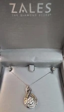 10K White Gold Diamond Pendant Necklace & Earrings