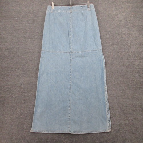Theory Skirt Womens 4 Light Wash Denim Jean Long Slits Made In USA - Picture 6 of 10