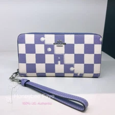 NWT Coach Long Zip Around Wallet With Checkerboard Print CR622
