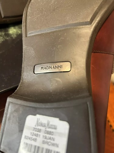 Mocassini autista scarpe Magnanni uomo Diago cinturino in pelle taglia 11,5 marroni nuove - Foto 7 di 12