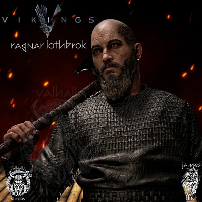 3D Printed Ragnar Lodbrok Figure - Legendary Viking Warrior, Unpainted