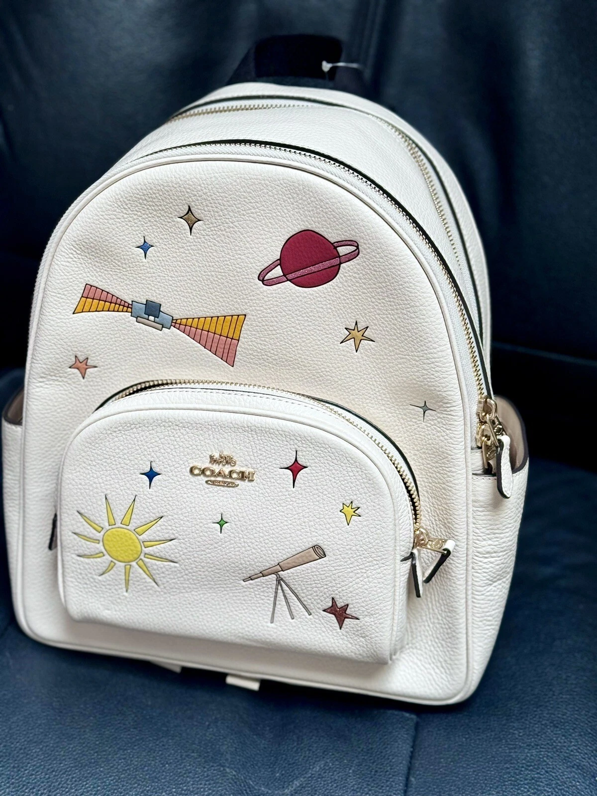 Zaino Coach X Observed By Us Court nuovo con etichette in pelle borsa multi gesso CU389