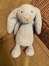 Jellycat Medium Blue Bashful Bunny Soft Toy Chime Rattle Retired (a7)