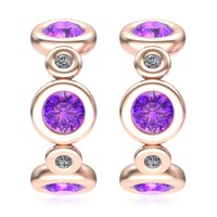 Xen Steckcreolen Mit Amethyst Und WeißTopas Ca. 2,87 Ct. RosèVergoldet