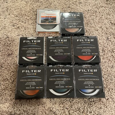K&F Concept HD Filter Lot - Lot of 8 - 72mm 7 Grad Colors 1 Hoya Cir-Pl Uv