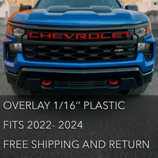 Overlay Grill Letters Inserts 2022 2023 2024 2025 Silverado Red NOT VINYL