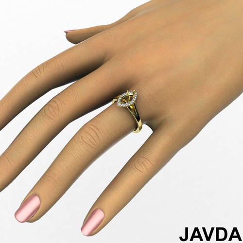 Anillo de compromiso con vástago dividido de diamantes marquesa semi montaje halo pavé 0,20 quilates - Imagen 11 de 33