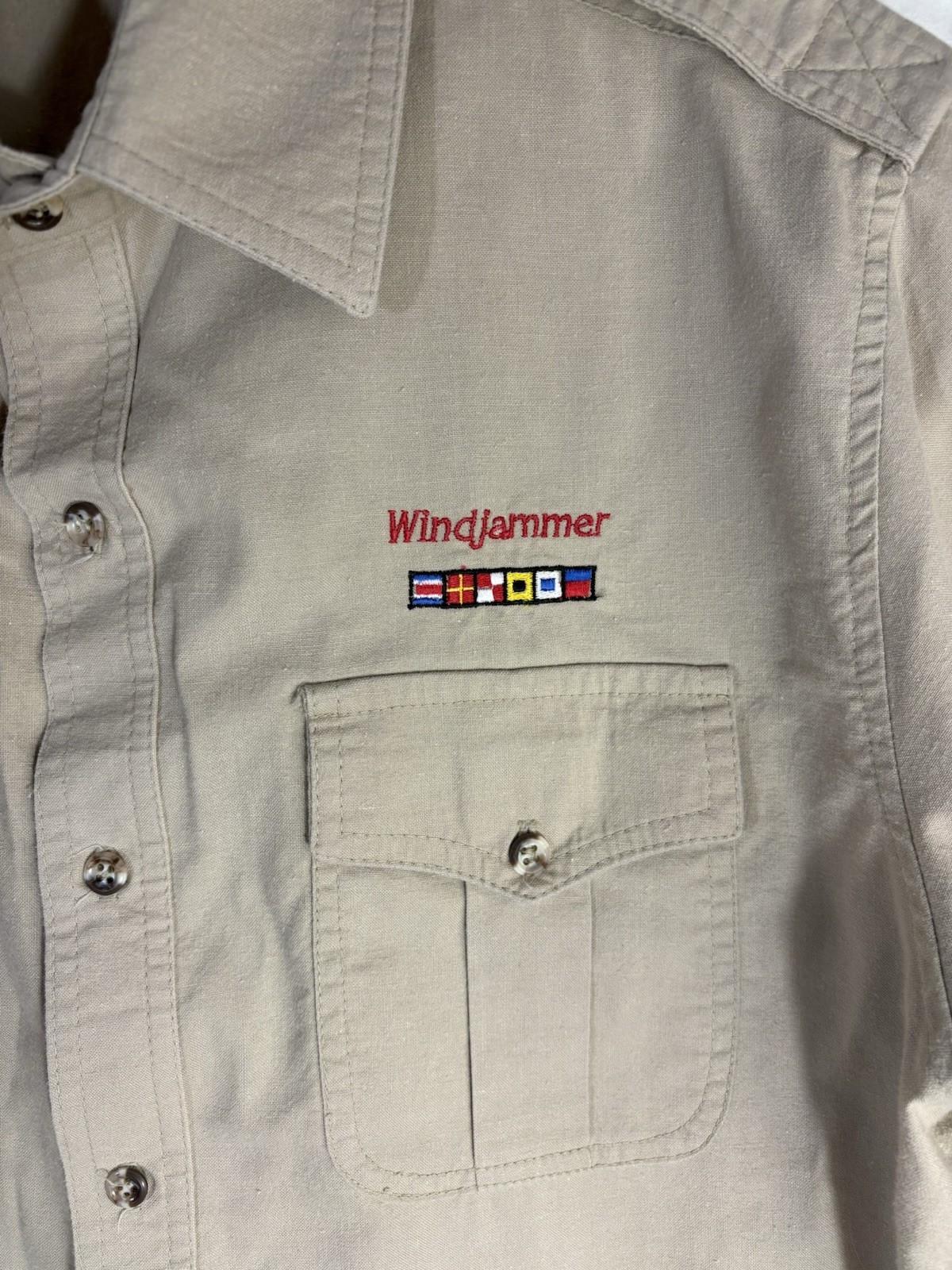 Vintage 80s Gadol Windjammer Shirt Mens XL Nautical Signal Flags Embroidered image 2