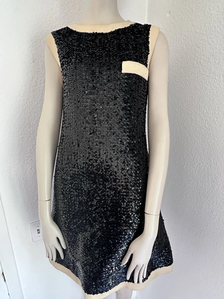 Vintage 1960s JEAN PATOU (KARL LAGERFELD?) SPARKLING SEQUINS WOOL SHIFT DRESS - Image 2 of 4