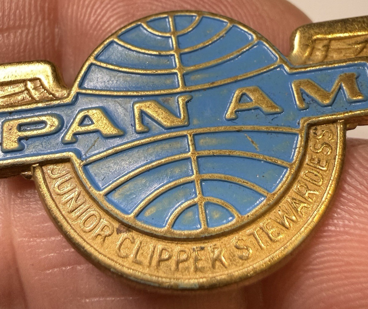 Pan Am Airlines Jr Clipper Stewardess Flight Attendant Metal Wings