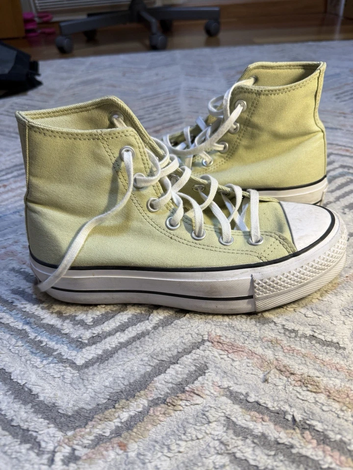 Zapatillas Converse All Star Plataforma Elevadora Parte Superior Alta Verde Blanco - Talla US W 6 Foto 2 de 4