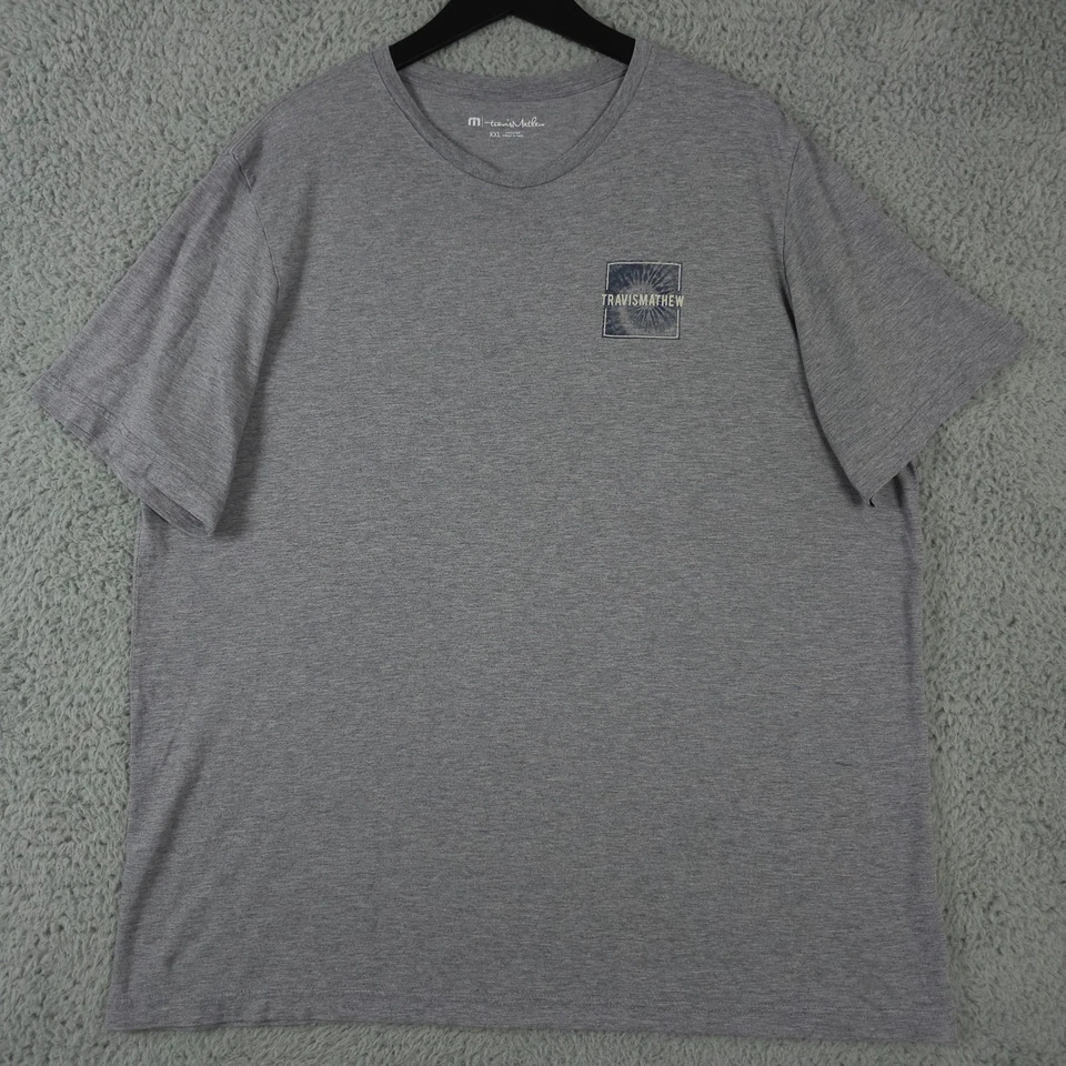 Camisa Travis Mathew Para Hombres XXL 2XL Gris Azul Suave Vela Golf Cuello Redondo Camiseta Foto 2 de 4