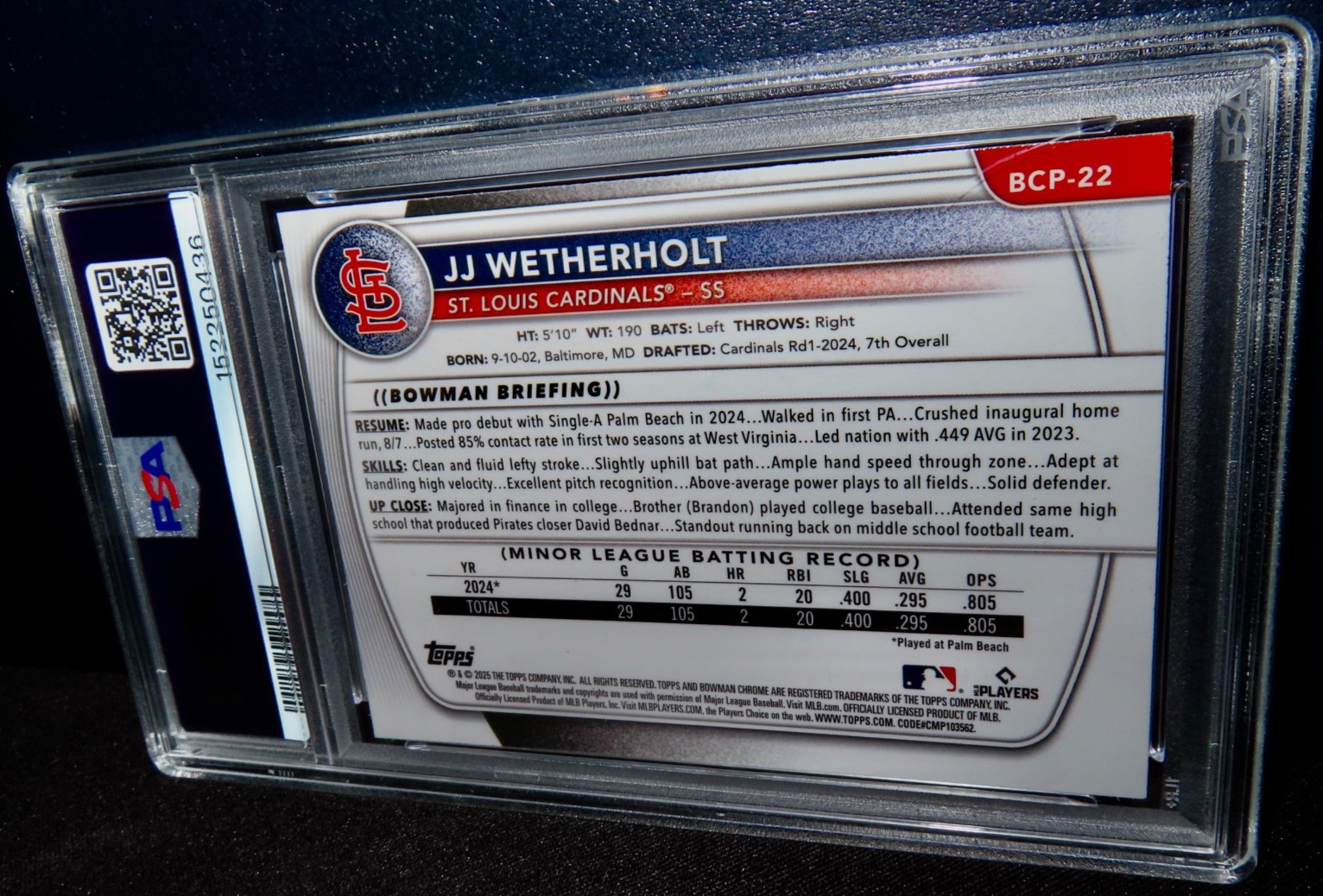 2025 BOWMAN CHROME JJ WETHERHOLT SIGNED ROOKIE AUTO PSA/DNA 10 PSA 9 MEGA BOX !! view 12