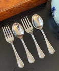 Two Rare Pairs Reed and Barton Hepplewhite Sterling Silver Baby Spoon Fork c1907