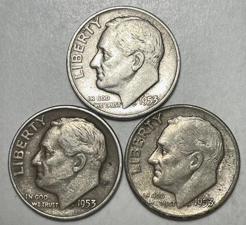 Photo of a 1953-D Roosevelt Dime from an eBay listing that sold on Jul 20, 2026