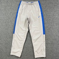 Nike Track Pants Mens M Dri-Fit Gray Blue Zip Ankle Zippers Training Workout