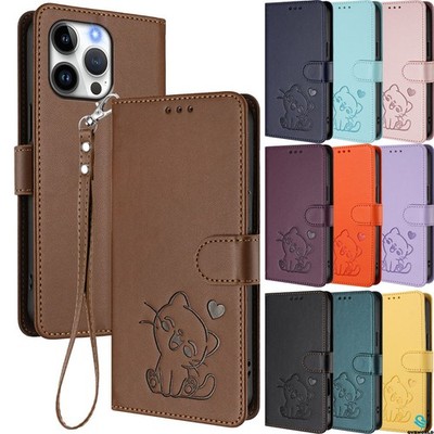 Handyhülle für iPhone 17 Pro 17 16E 16 15 14 13 12 11 Katzenmuster Wallet Case