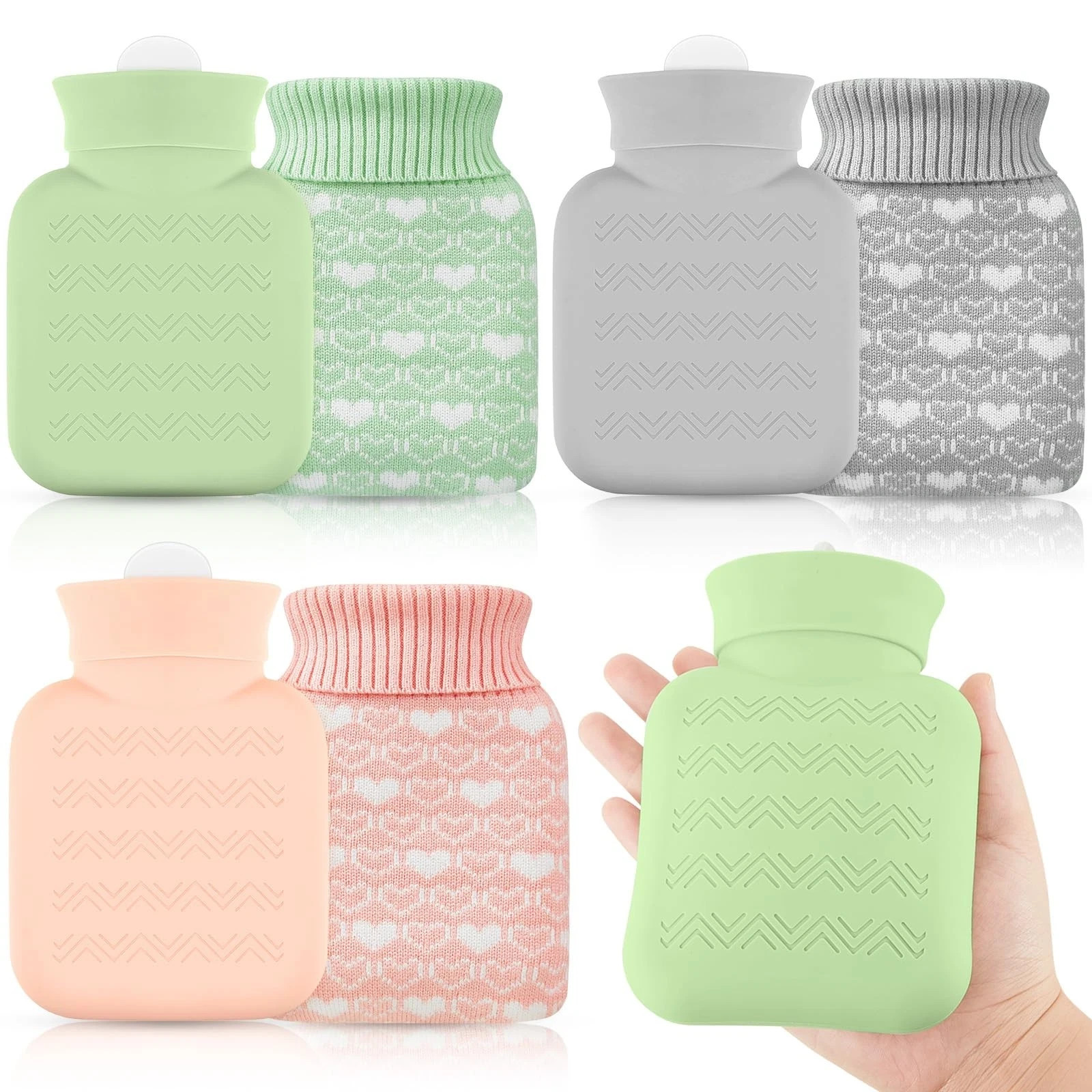 Amylove 3 Pcs Mini Hot Water Bottle for Hot Cold Compress with Cover 320ml S...