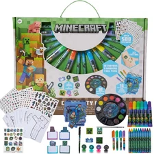 Creative Kids Art Set for Coloring, Painting, and Minecraft Crafts