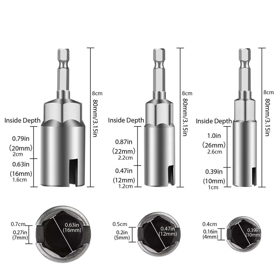 3* Power Wing Nut Driver Hook Drill Bit Socket Wrench Tool 1/4 Inch Hex Shank - Image 3 of 4
