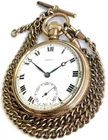 New ListingPinnacle Pocket Watch Gold Plated Antique Swiss Made Vintage & Chain