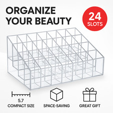Clear 24 Slot Lipstick Organizer Makeup Holder Acrylic Cosmetic Display Vanity