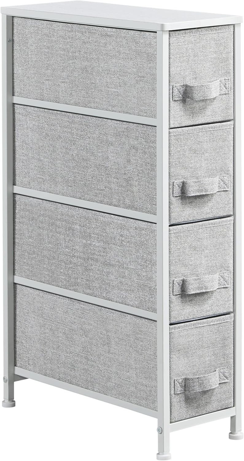 Yaheetech Vertical Slim Chest of Drawers,Storage Unit with 4 Fabric Drawers For