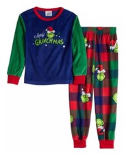 New Dr. Seuss How The Grinch Stole Christmas Fleece Kids Pajamas Size 8 NWT