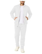 Men's Tracksuits Casual Sweatsuit 2 Piece Full Zip Sweatshirt and Large White