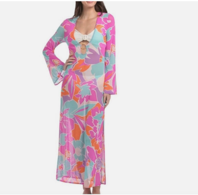 maxi dress retro Black 1930s Floral Mesh Ruffle Maxi Dress